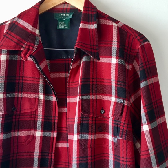 Lauren Ralph Lauren Tops - Lauren Ralph Lauren wool red plaid zip shirt
